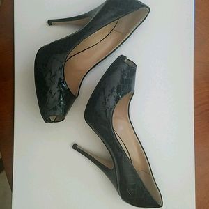 Giuseppe Zanotti Croc patent peep toe pumps black 8